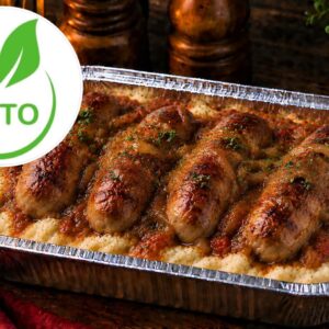 KETO Pork Bangers, Cauliflower Mash & Gravy
